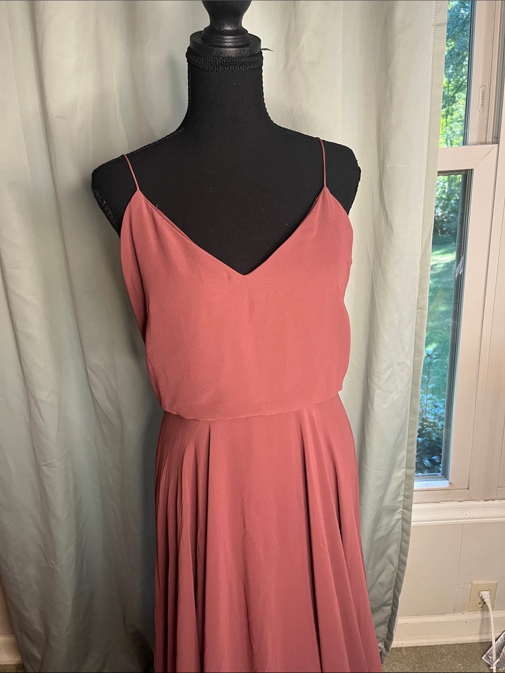 Jenny Yoo Spaghetti Strap V-Neck Maxi Dress in Dusty Rose